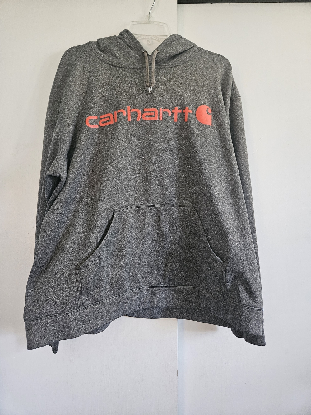 Carhartt Heather Gray Hoodie with Coral Logo 2xl